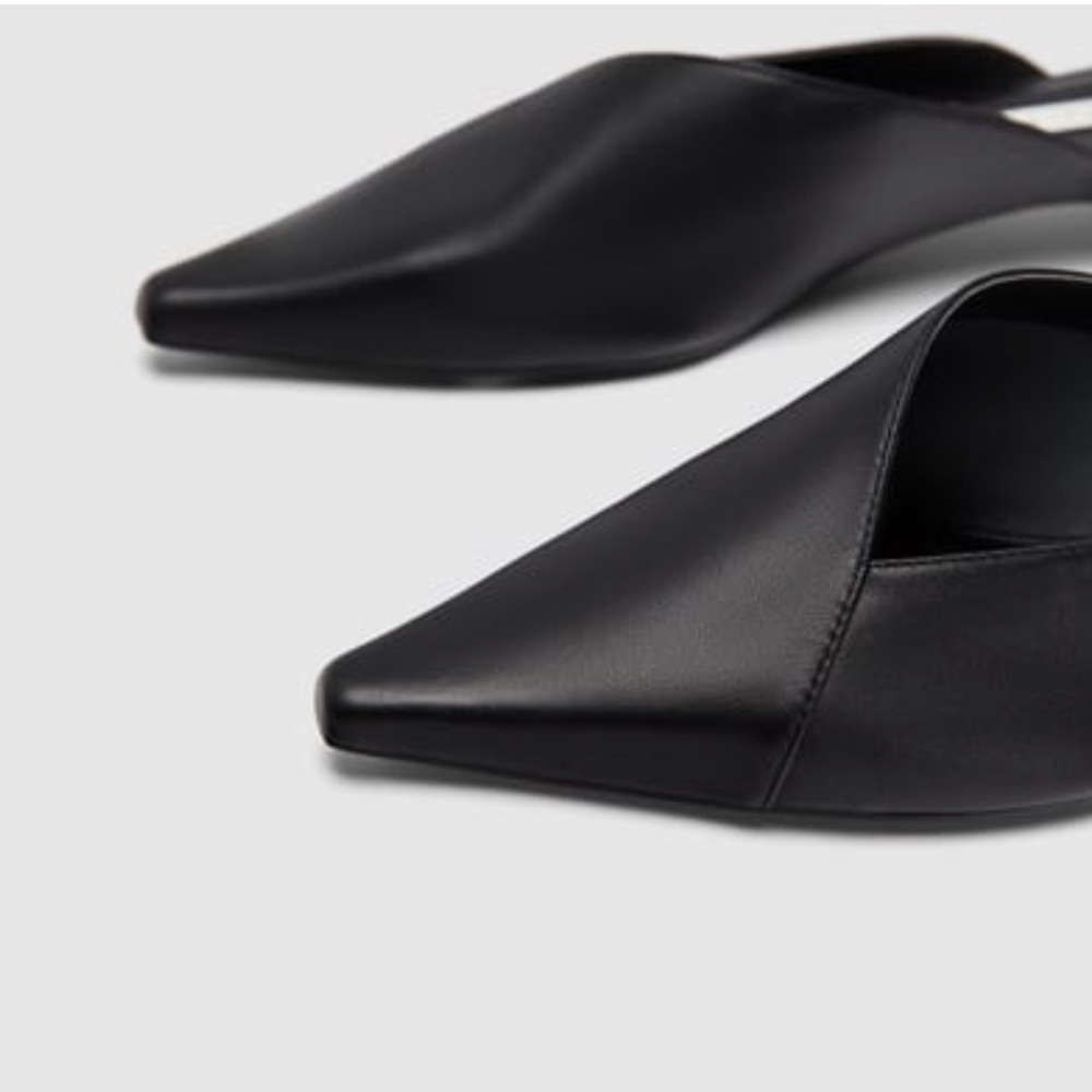 Zara Asymmetric Leather Mules Size 40/9 - Picture 7 of 8